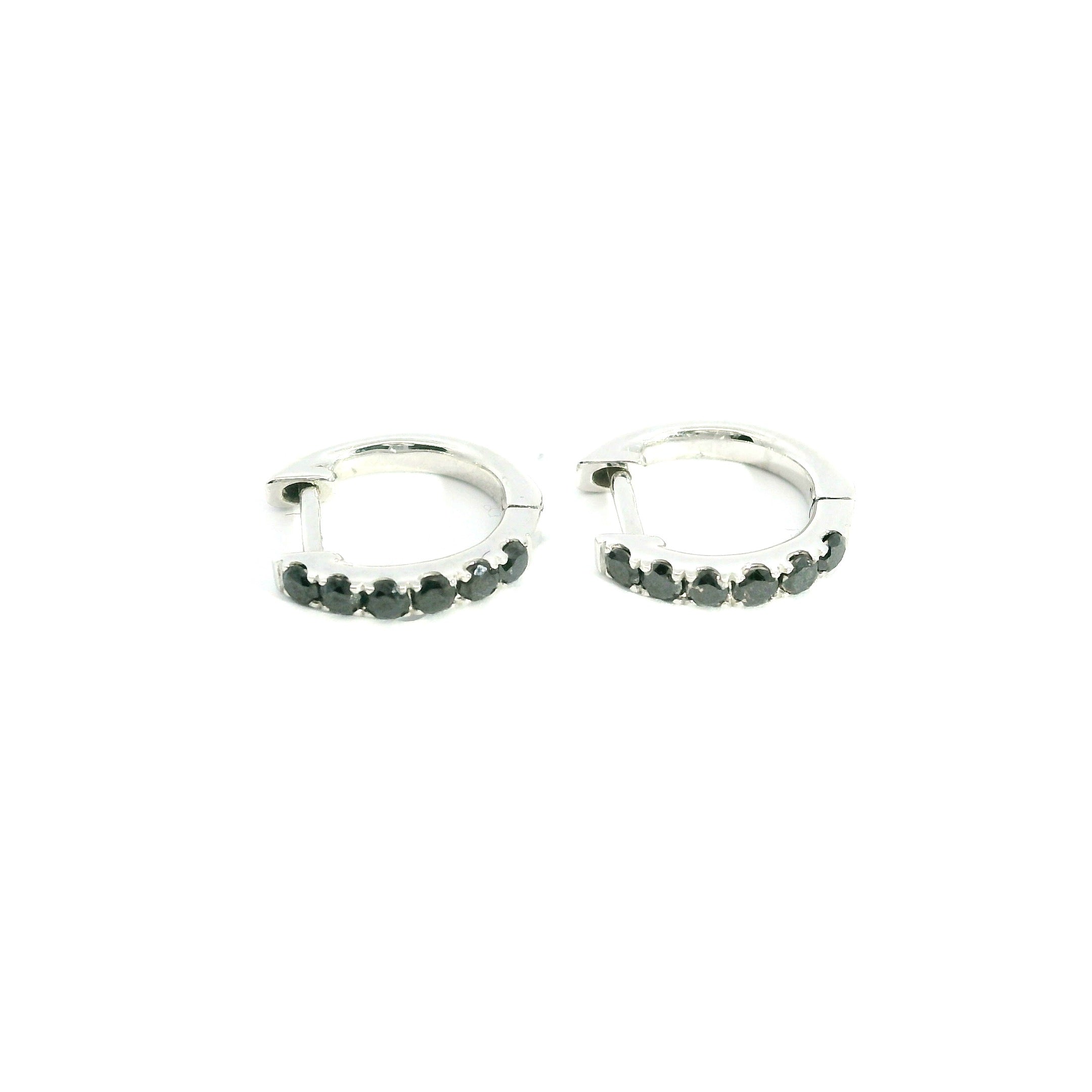 Ruby Mini Hoops 18K YG 1.33 / 0.22 / Fancy Deep Black Diamond White Gold Channel-Set Hoop Earrings