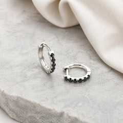 Ruby Mini Hoops 18K YG 1.33 / 0.22 / Fancy Deep Black Diamond White Gold Channel-Set Hoop Earrings